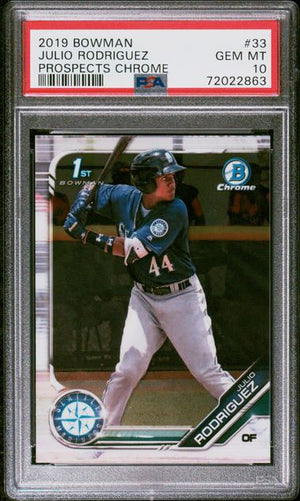 2019 BOWMAN PROSPECTS CHROME #33 JULIO RODRIGUEZ PROSPECTS 1st PSA 10