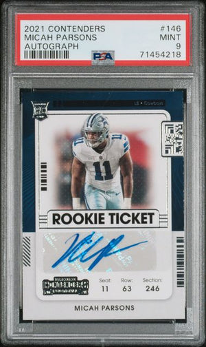 2021 PANINI CONTENDERS #146 MICAH PARSONS ROOKIE AUTOGRAPH PSA 9