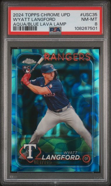 2024 TOPPS CHROME UPDATE #USC35 WYATT LANGFORD AQUA/BLUE LAVA LAMP PSA 8