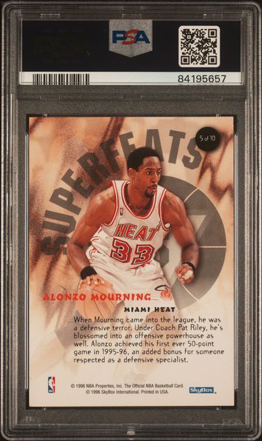 1996 HOOPS SUPERFEATS #5 ALONZO MOURNING PSA 7