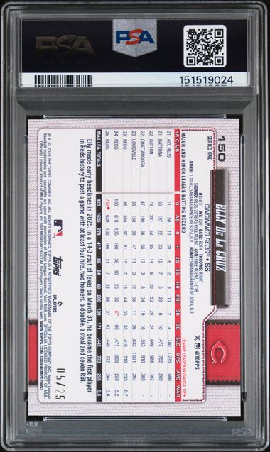 2026 Topps WOOD PARALLEL SSP Elly De La Cruz Reds #150 Reds #'d /25 PSA 9