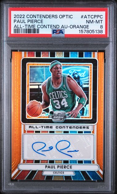 2022 CONTENDERS OPTIC ALL-TIME CONTENDERS AUTOGRAPHS PAUL PIERCE PSA 8