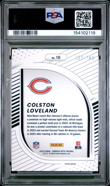2025 DONRUSS OPTIC HIDDEN POTENTIAL COLSTON LOVELAND BLACK PANDORA PSA 9