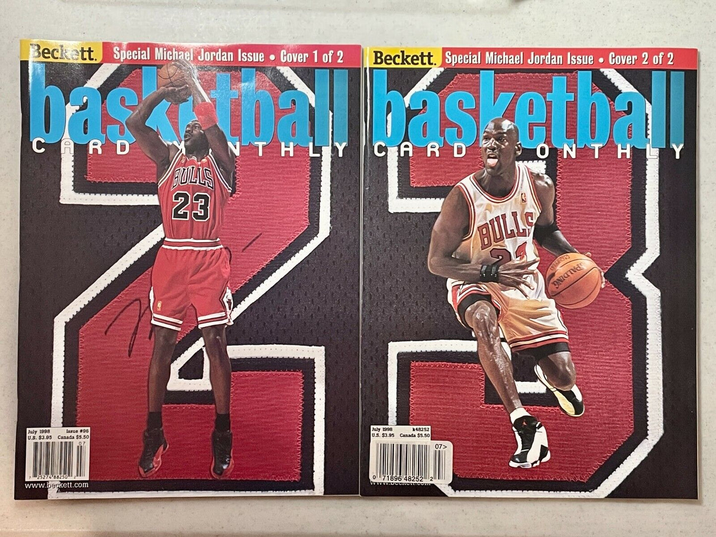 2x Lot July 1998 Beckett Basketball Magazine Michael Jordan Cover 1&2 Issue #96