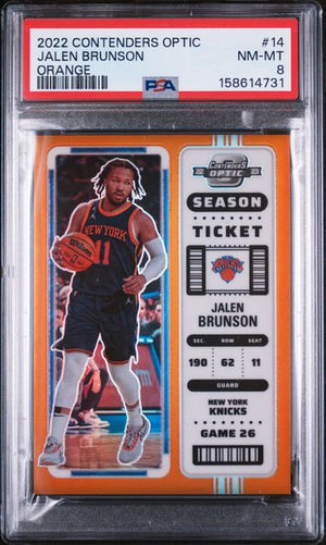2022 PANINI CONTENDERS OPTIC #14 JALEN BRUNSON ORANGE /49 PSA 8