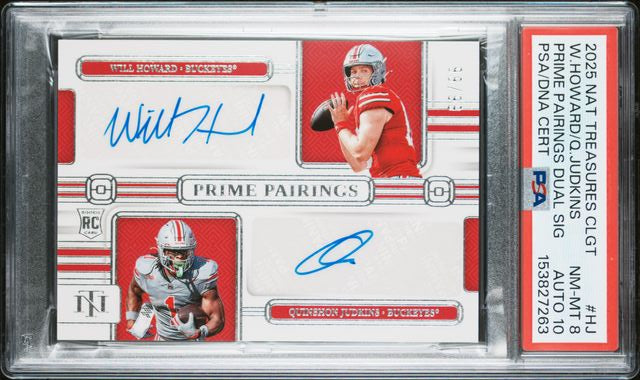2025 NATIONAL TREASURES COLLEGIATE DUAL AUTO HOWARD/JUDKINS /99 PSA 8