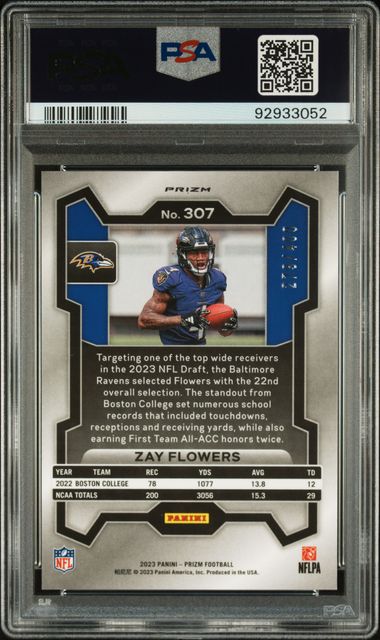 2023 PANINI PRIZM #307 ZAY FLOWERS PANDORA /400 PSA 10