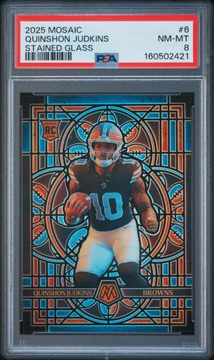 2025 PANINI MOSAIC STAINED GLASS #6 QUINSHON JUDKINS PSA 8