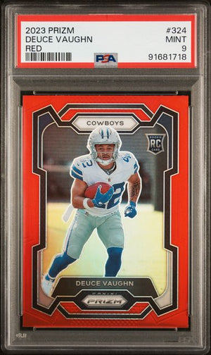 2023 PANINI PRIZM #324 DEUCE VAUGHN RED PRIZM ROOKIE PSA 9