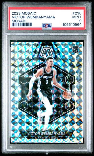 2023 PANINI MOSAIC #238 VICTOR WEMBANYAMA SILVER MOSAIC ROOKIE PSA 9