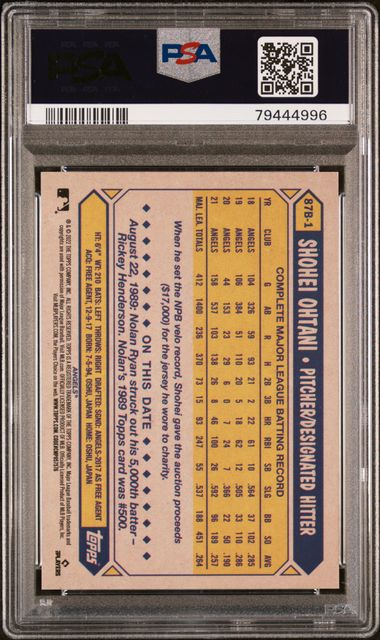 2022 TOPPS JAPAN 1987 TOPPS CHERRY TREE VARIATION #1 SHOHEI OHTANI PSA 9