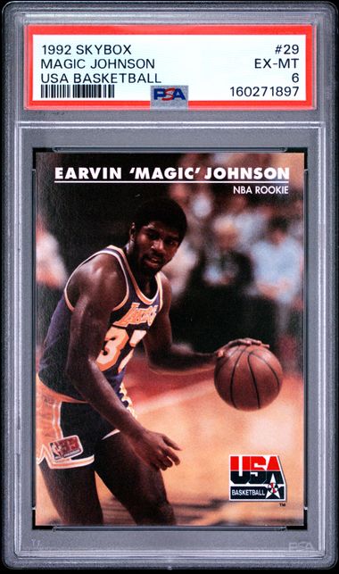 1992 SKYBOX USA BASKETBALL #29 MAGIC JOHNSON USA BASKETBALL PSA 6