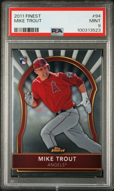 2011 Topps Finest MIKE TROUT RC Rookie #94 PSA 9 MINT