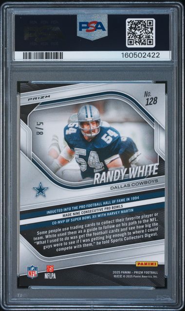 2025 PANINI PRIZM #128 RANDY WHITE PLUM BLOSSOM PRIZM /8 PSA 10