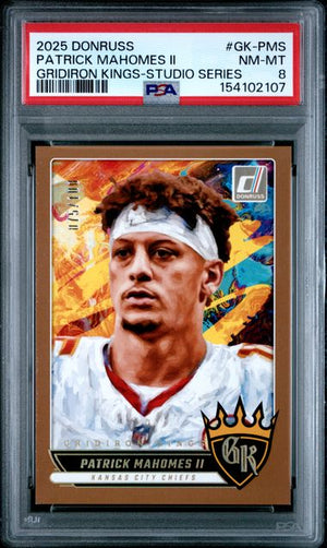 2025 PANINI DONRUSS GRIDIRON KINGS PATRICK MAHOMES II STUDIO SERIES /100 PSA 8
