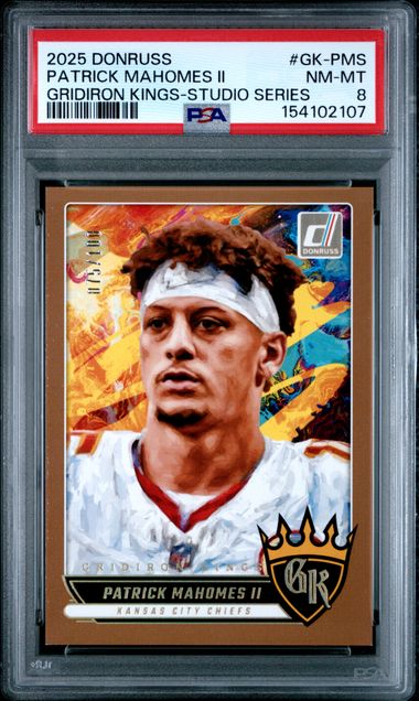 2025 PANINI DONRUSS GRIDIRON KINGS PATRICK MAHOMES II STUDIO SERIES /100 PSA 8