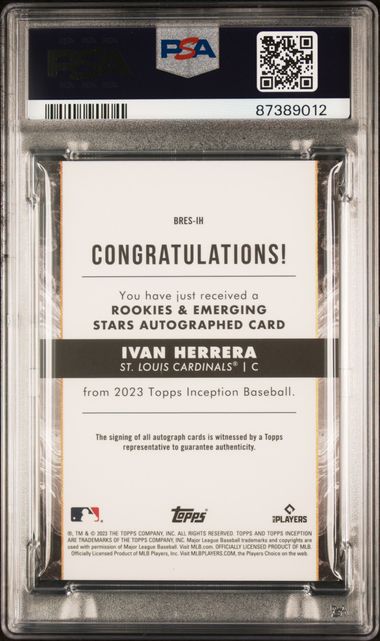 2023 Topps Inception Ivan Herrera RC Auto /299 St. Louis Cardinals ⚾️ PSA 10