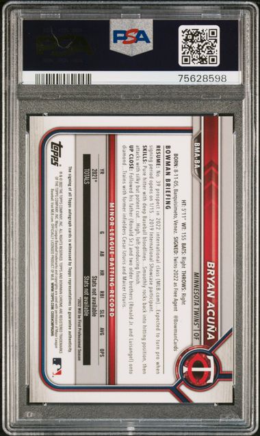 2022 BOWMAN MEGA BOX CHROME #BA BRYAN ACUNA PSA 10
