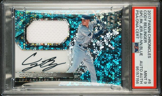 2017 Panini Spectra Cody Bellinger RC Rookie Jersey Auto /99 PSA 9