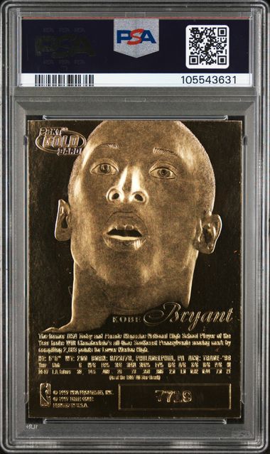 1996 FLAIR 23KT GOLD KOBE BRYANT BASKETBALL TEXTURE PSA 8