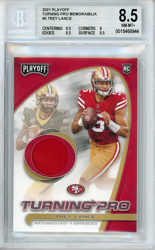 2021 Playoff Trey Lance Turning Pro Memorabilia BGS 8.5 Near Mint / Mint +
