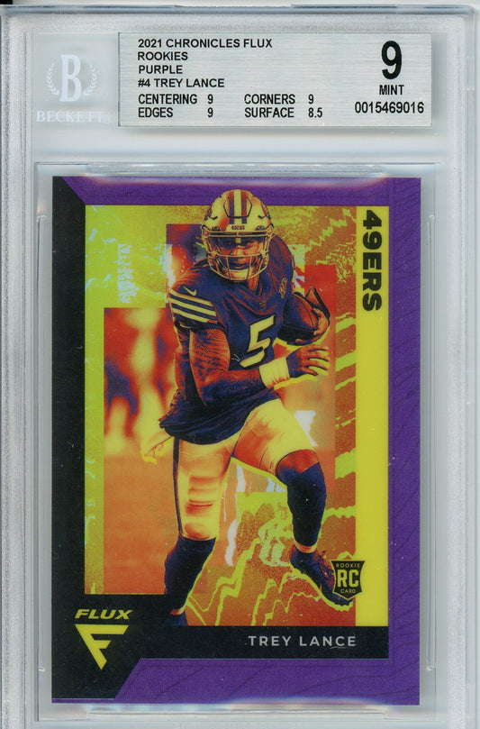 2021 Flux Trey Lance Purple Rookie BGS 9 Mint