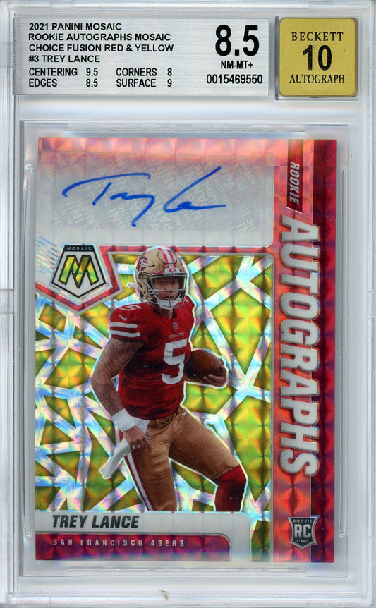 2021 Mosaic Tray Lance Mosaic Choice Fusion Red & Yellow Rookie Auto BGS 8.5 Near Mint / Mint +